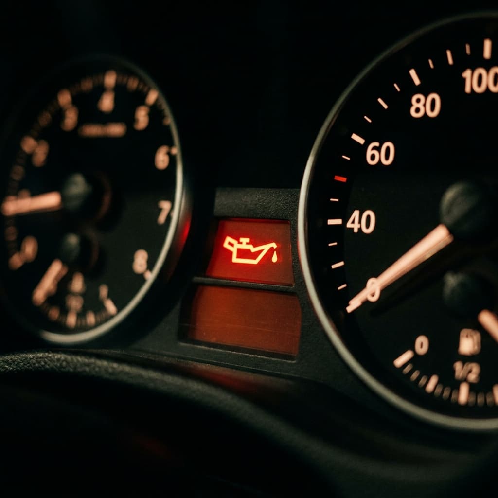 Luz de aceite encendida en el tablero de un auto